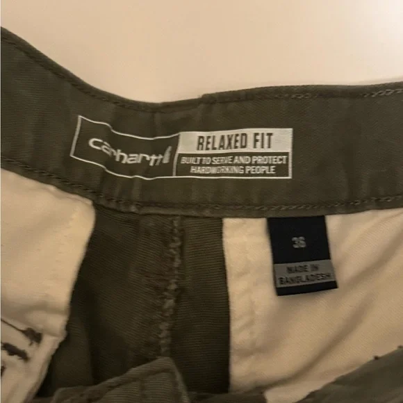 Men's Olive Dark green Carhartt Cargo Shorts - Picture 2 of 6
